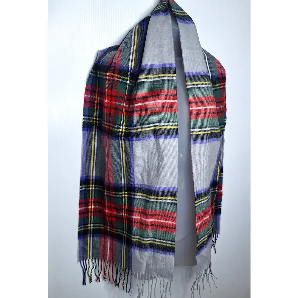 Made in Scotland 100% Cashmere Scarf Fringe Plaid Tartan 66